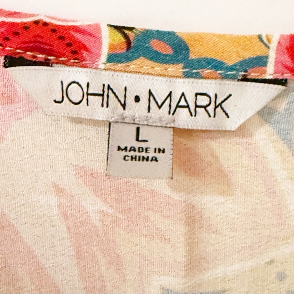 John MarkWoven Floral Print Split
Neck 3/4 Cuffed Tassel Tie Embroidered Tunic L - Picture 4 of 9